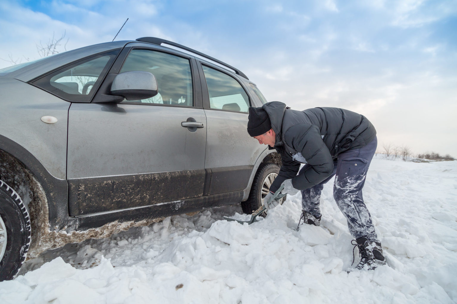 car skidded in snow